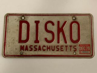 Disko Vintage Massachusetts License Plate 1970s Disco Vanity Ma Tag