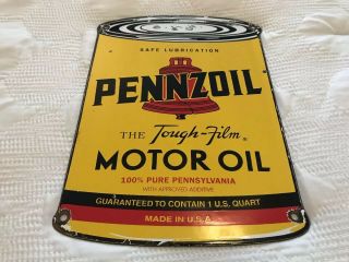 Vintage Pennzoil Porcelain Motor Oil Can Sign,  Gas Station,  Rack Plate,  Service