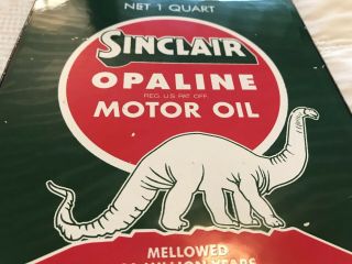 VINTAGE SINCLAIR OPALINE PORCELAIN MOTOR OIL CAN SIGN,  GAS STATION,  RACK PLATE 2