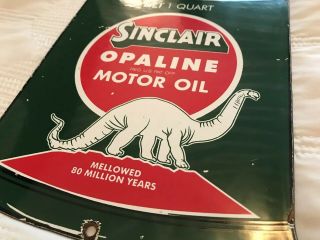 VINTAGE SINCLAIR OPALINE PORCELAIN MOTOR OIL CAN SIGN,  GAS STATION,  RACK PLATE 6