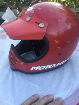 Vintage Bell Moto Star 3 Motorcycle Helmet Bell Mx Visor Red 7 3/8 - 59