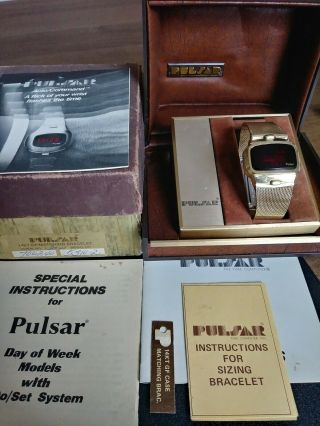 Pulsar P4 Mens Led Watch,  Manuals - Boxes.  - Rare