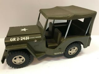 Vintage Tonka Pressed Steel Army Jeep Gr2 - 2431 Complete With Hood