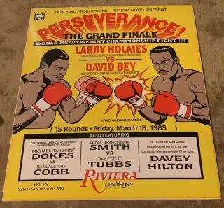 1985 Larry Holmes Vs David Bey Vintage Boxing Poster In Very Rare