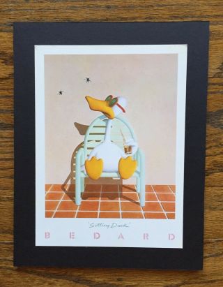Vintage Michael Bedard " Sitting Duck " Rare 1982 Mini - Poster ©luna Art
