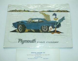 Vintage 1967 1968 Plymouth Road Runner Puzzle - Dealer Issue - Rare