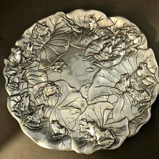 Vintage 3 - D Arthur Court Vintage 1994 Dimensional Frogs & Lily Pads Metal Tray