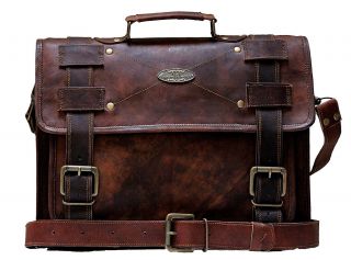 18 Inch Vintage Men ' s Brown Handmade Leather Briefcase Best Laptop Messenger Bag 4