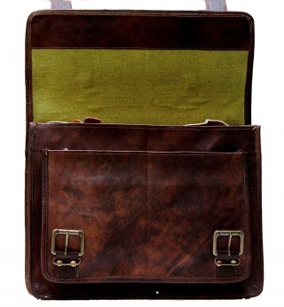 18 Inch Vintage Men ' s Brown Handmade Leather Briefcase Best Laptop Messenger Bag 6