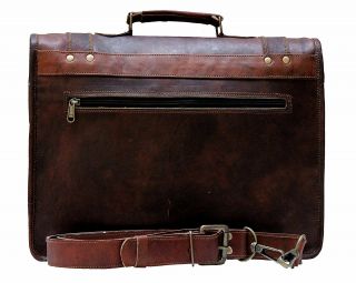 18 Inch Vintage Men ' s Brown Handmade Leather Briefcase Best Laptop Messenger Bag 7