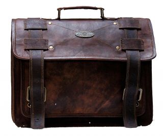 18 Inch Vintage Men ' s Brown Handmade Leather Briefcase Best Laptop Messenger Bag 8