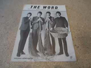 The Beatles The Word 1965 Vtg Sheet Music John Lennon Paul Mccartney England