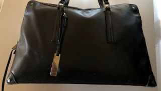 Vintage Authentic Gucci Black Leather Classic Handbag Made In Italy