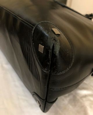 VINTAGE AUTHENTIC GUCCI BLACK LEATHER CLASSIC HANDBAG MADE IN ITALY 6