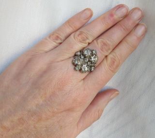 Vintage Sterling Silver Paste Cluster Ring