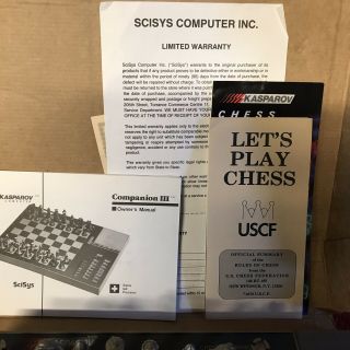 Vintage 1986 SciSys Kasparov Electronic Companion III chess Game 17 Lvl Computer 5