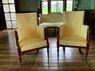 Miniature Dollhouse 1980s Early Fantastic Merchandise Art Deco Chairs Lemon Silk