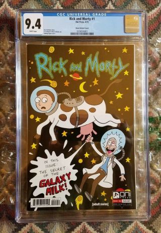 Rick And Morty 1 Cgc 9.  4 Nm White Pages Johnny Ryan 1:30 " Galaxy " Variant (rare)