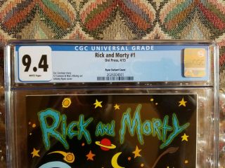 Rick and Morty 1 CGC 9.  4 NM White Pages Johnny Ryan 1:30 