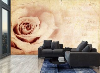 Flower Vintage Words Love Rose Wall Mural Photo Wallpaper Giant Wall Decor