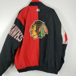 Vintage 90s Starter Chicago Blackhawks Winter Jacket Size L Korea Nhl Spellout