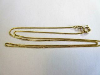 Vintage Solid 9ct Gold 20 Inch Long Fine Curb Link Necklace,  Chain - 2.  5g