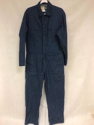 Vintage Wearguard Denim Mechanics Coveralls Overall Size 42 Work L Xl Rare Usa