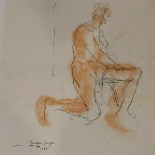 Vintage Art Life Drawing Nude Male Figure Pencil Sketch Signed Dagan 88