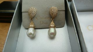 Christian Dior Earings Fine Vintage Pearl And Gold For Pierced Ears