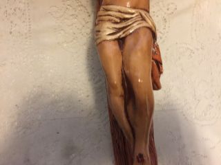 LARGE CRUCIFIX Chalkware Plaster Catholic vtg Wall Cross Christian Jesus Statue 4