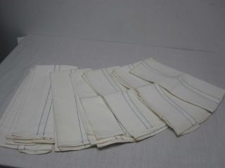 14 Vtg White 100 Cotton Dundee Dish Towels Blue Stripes Consolidated Laundries