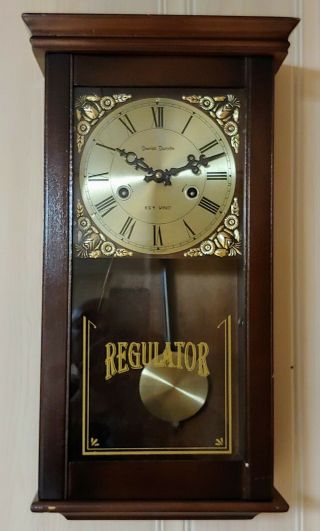 Vintage Daniel Dakota Wall Clock Hour And Half Hour Strike With Key And Pendulum