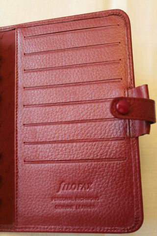 Vintage Filofax Personal RICHMOND Organiser - Red - Leather NIB 4