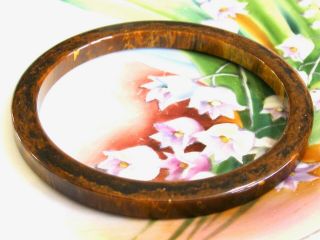 Rare Specialty Marble Vintage Bakelite Bangle Bracelet Chocolate Brown Swirl