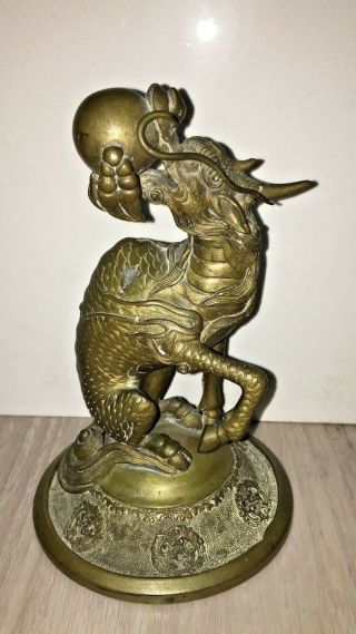 Rare 19th Century Chinese Bronze Qilin Statue Hooved Dragon
