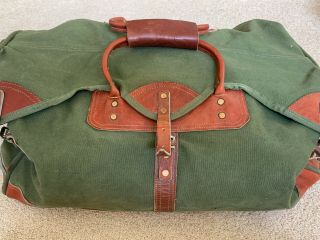 Vintage Orvis Battenkill Classic Duffle.  Leather,  Green Canvas,  Bag,  Strap