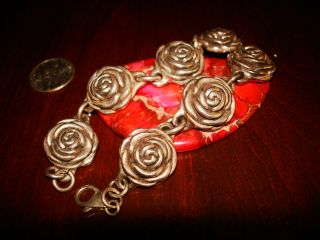 Stunning Vintage Sterling Silver Bracelet " Rose ".  925