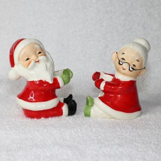 Vintage Lefton Christmas Santa Mrs.  Claus Candle Huggers