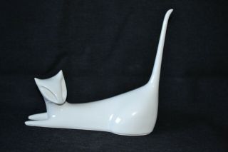 Royal Dux " Lying Cat " Designed By Jaroslav Jezek Vintage Mid Century Bohemia