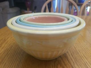 Set Of 5 Vintage Rare 327 - 6 Pottery Mixing Bowls Rrp Co.  Roseville Oh Read Dsrp