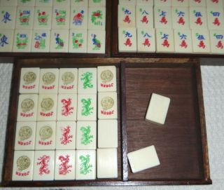 Vintage Mah Jong 166 Tile Set With Wood Box Complete 6