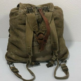 Vintage Military Rucksack Bag Cotton Canvas Duffle Backpack Camping Knapsack 2