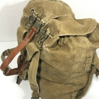 Vintage Military Rucksack Bag Cotton Canvas Duffle Backpack Camping Knapsack 7