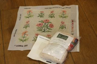 EHRMAN A Gunnett CARNATION IVORY Georgian V&A Tapestry Needlepoint kit VINTAGE 5