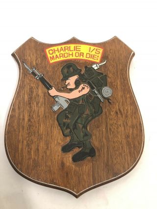 1st Battalion 5th Marines Charlie Co.  11x9 Wooden Wall Mount Plaque Vintage