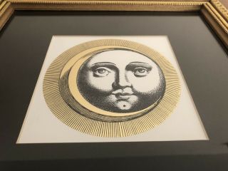 Vintage Framed Piero Fornasetti Sole Gold & Black Print Mid Century Modern 1171 6