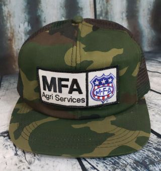 Vintage Mfa Ag Snapback Trucker Hat Mesh Patch Cap K Products Camo