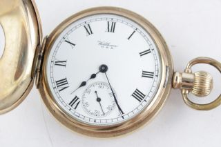 Vintage Gents Waltham Rolled Gold Half Hunter Pocket Watch Hand - Wind
