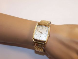 Vintage Hamilton Dunham 17 Jewel 747 14k Gold Filled Art Deco Watch,  Gf Top Band