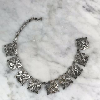 Vintage Taxco Mexican Sterling Silver Link Choker Necklace J.  Flores As - Is